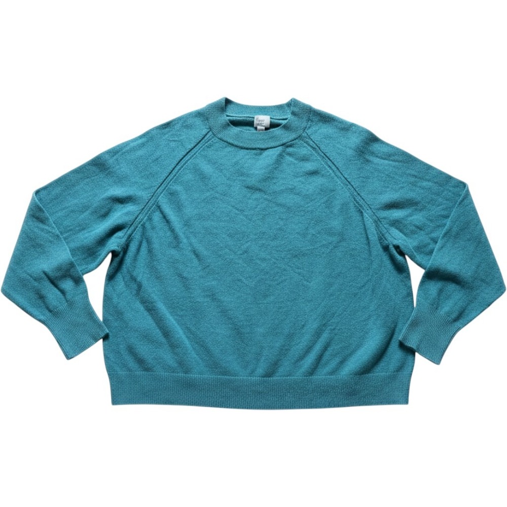 A New Day Womens XL Teal Blue Raglan Sleeve Crewneck Cotton Blend Knit Sweater